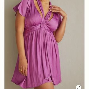 Anthropologie Deep V-Neck Vibrant Mini Dress NWT size 8